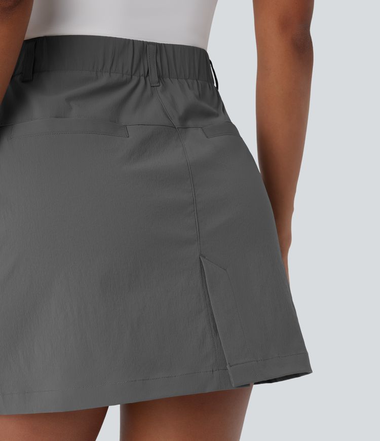 High Waisted Zipper Pocket A Line Mini Golf Skirt