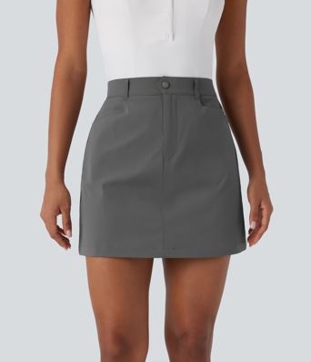 High Waisted Zipper Pocket A Line Mini Golf Skirt