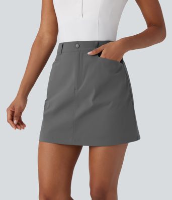 High Waisted Zipper Pocket A Line Mini Golf Skirt