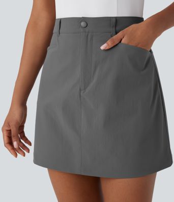 High Waisted Zipper Pocket A Line Mini Golf Skirt