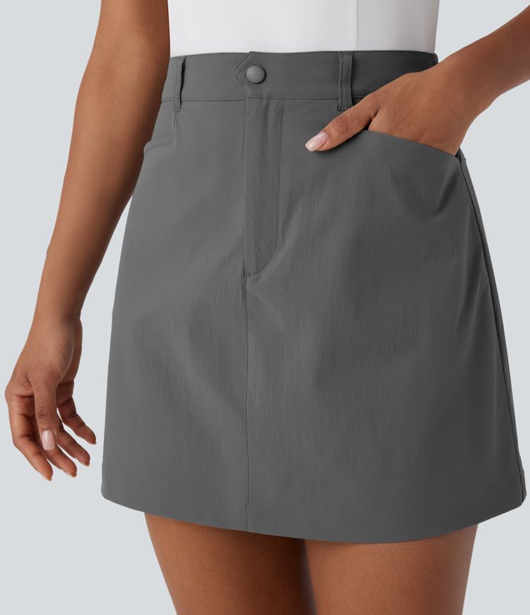 High Waisted Zipper Pocket A Line Mini Golf Skirt