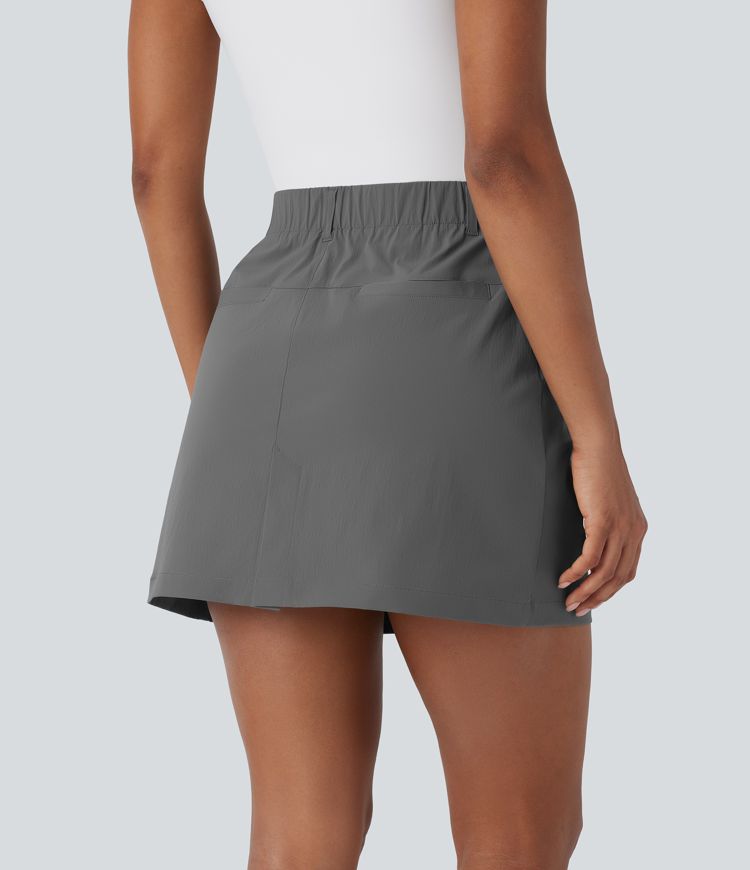 High Waisted Zipper Pocket A Line Mini Golf Skirt