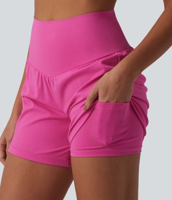 SoftlyZero™ Airy Super High Waisted Tummy Control 2-in-1 Cool Touch Yoga Shorts 5'' with Pockets