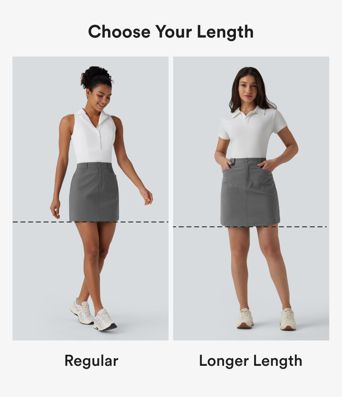 Mini-jupe de golf taille haute, coupé trapèze, avec poches — longueur allongée