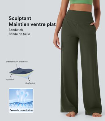 Pantalon de yoga droit gainant taille haute avec poches Halara UltraSculpt™