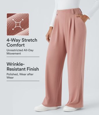 Halara Flex™ High Waisted Pocket Wide Leg Waffle Work Pants