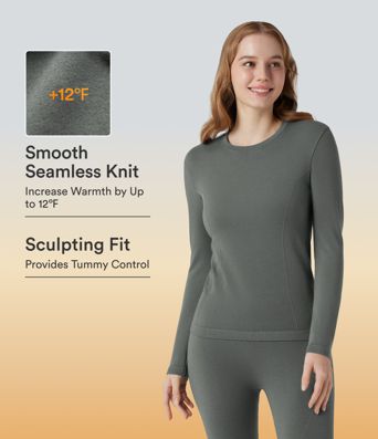 HeatCore OneForm Seamless Flow Round Neck Long Sleeve Thermal Casual Top