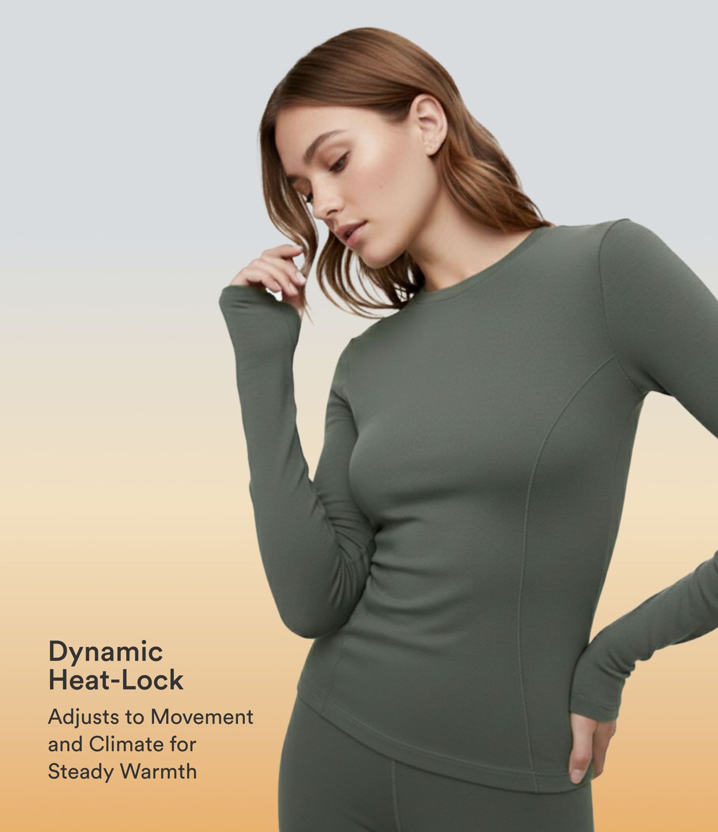 HeatCore OneForm Seamless Flow Round Neck Long Sleeve Thermal Casual Top