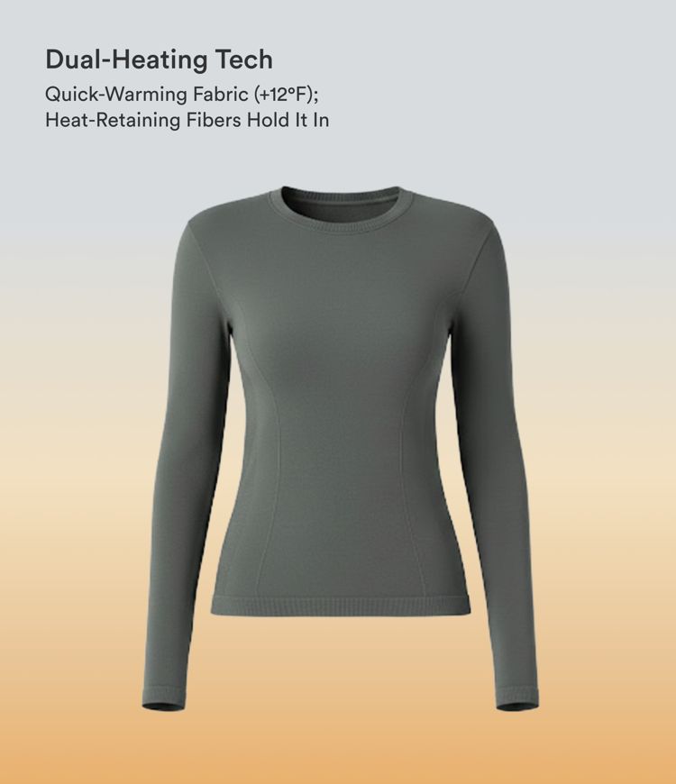HeatCore OneForm Seamless Flow Round Neck Long Sleeve Thermal Casual Top