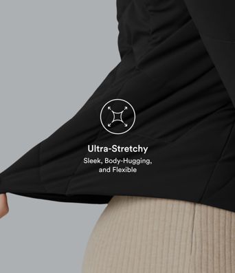 PuffFlex Stand Collar Long Sleeve Thumb Hole Casual Padded Jacket with Pockets