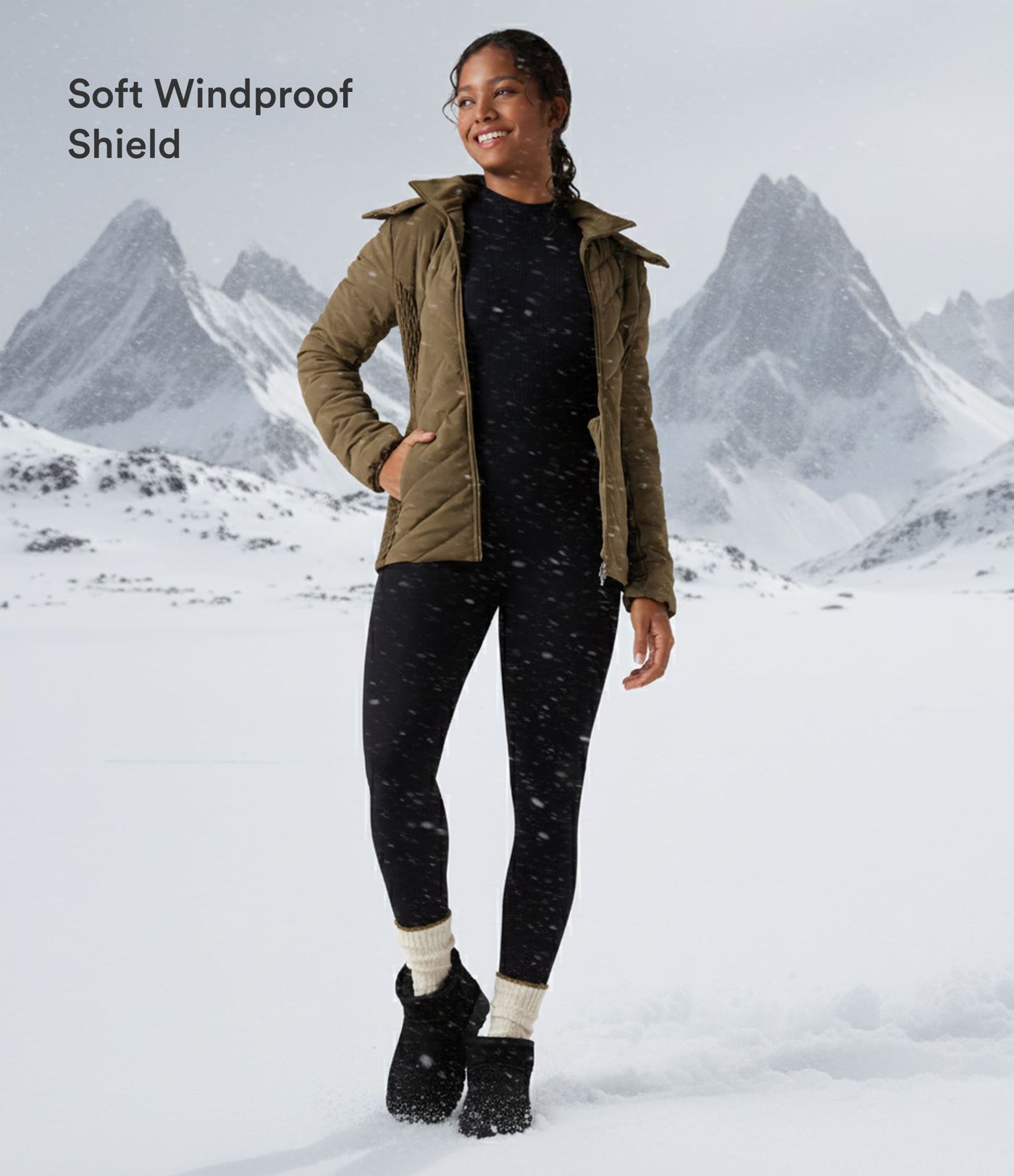 PuffFlex Removable Hood Shirred Casual Padded Jacket with Pockets