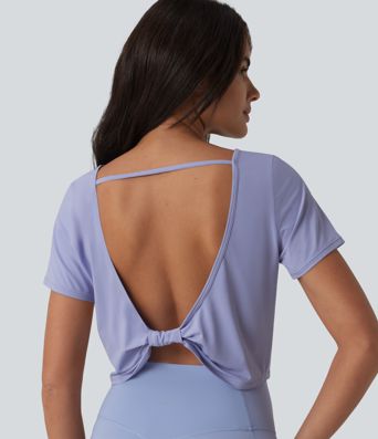 Boat Neck Short Sleeve Cool Touch Yoga Sports Top-UPF50+