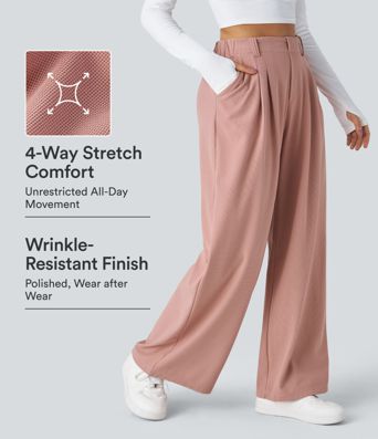 Halara Flex™ High Waisted Pocket Wide Leg Waffle Work Pants