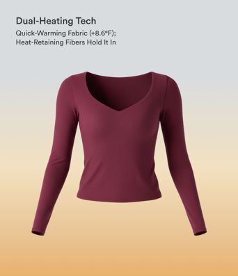 Top mit V-Ausschnitt, langen Ärmeln und Daumenloch – lässig und wärmend