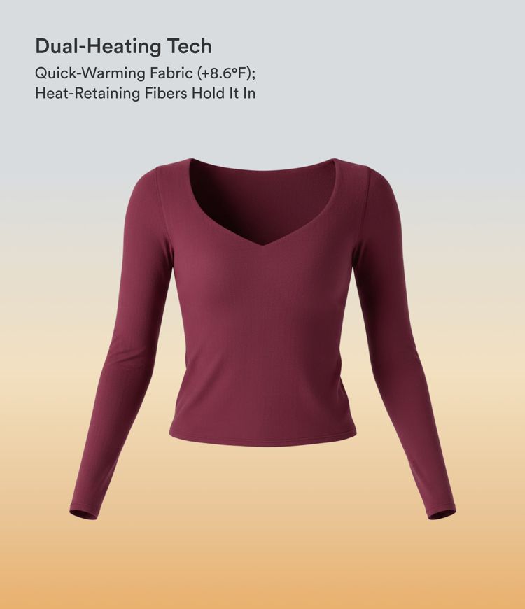 Top mit V-Ausschnitt, langen Ärmeln und Daumenloch – lässig und wärmend