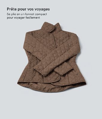 Veste casual compactable en duvet synthétique zippée à col montant et manches longues avec poches