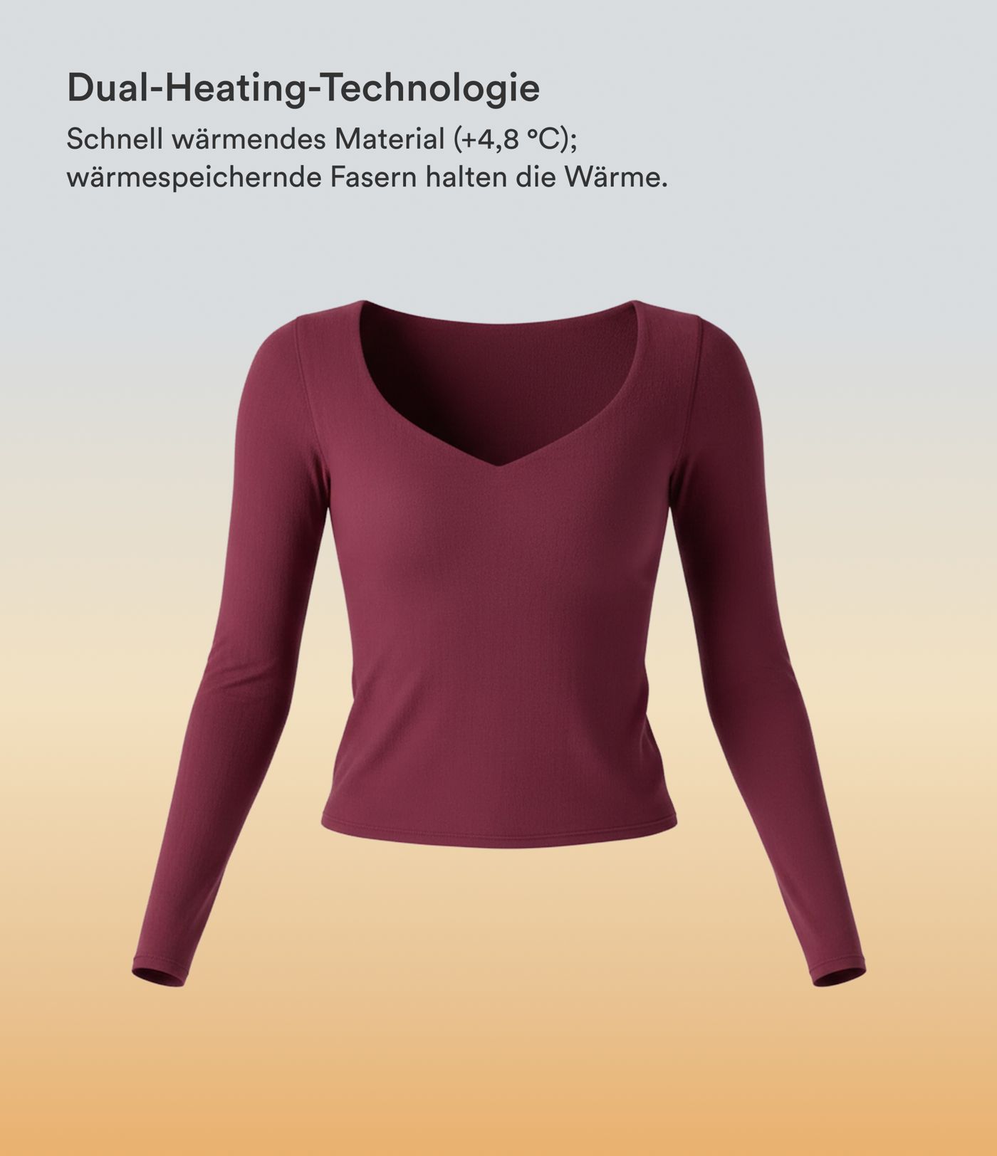 Lässiges Oberteil mit V-Ausschnitt, langen Ärmeln und Daumenlöchern - wärmend
