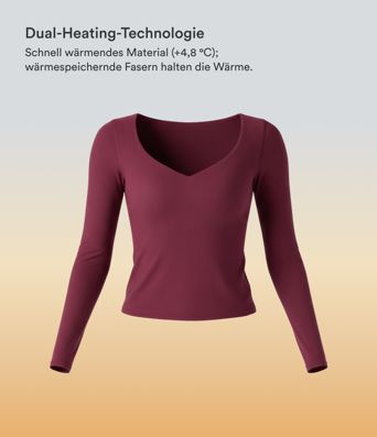 Lässiges Oberteil mit V-Ausschnitt, langen Ärmeln und Daumenlöchern - wärmend
