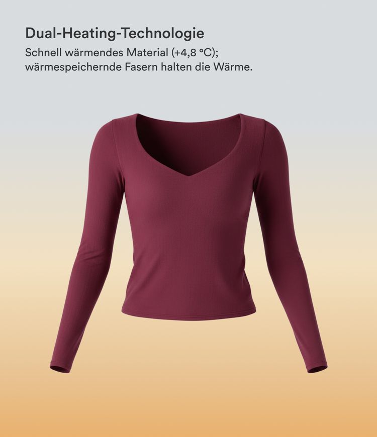 Lässiges Oberteil mit V-Ausschnitt, langen Ärmeln und Daumenlöchern - wärmend