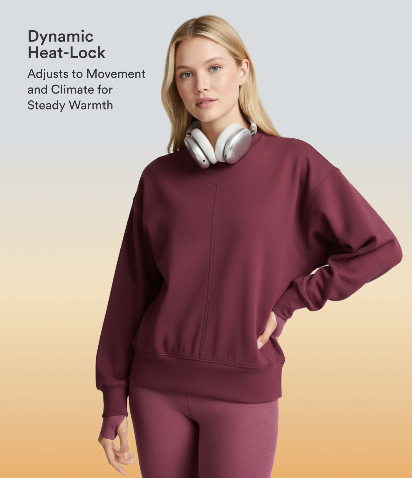 Halara HeatCore - Yoga-Sport-Top mir hohem Kragen, Taschen und langen Ärmeln - wärmend