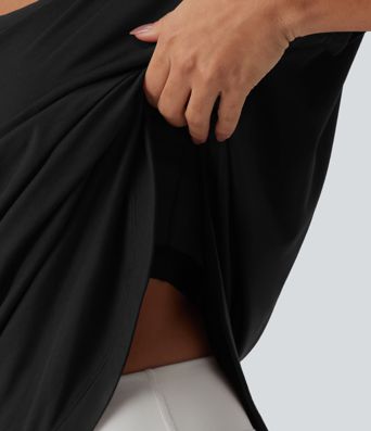 Top de sport yoga asymétrique à épaule dénudée manches courtes ourlet arrondi et coupe asymétrique à séchage rapide – Soutien-gorge intégré