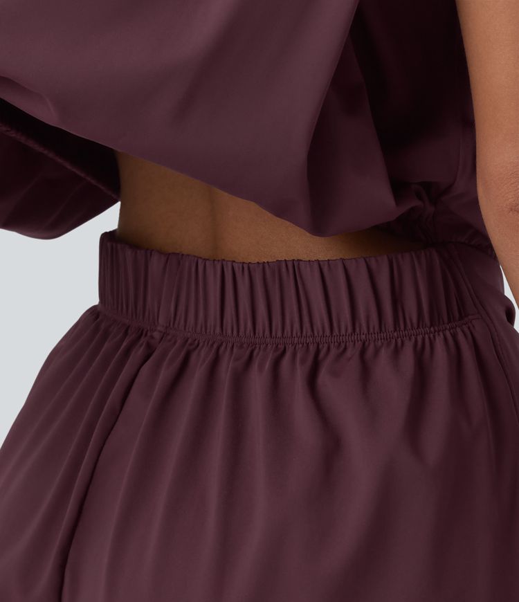 Round Neck Sleeveless Tie-front Cool Touch Casual Playsuit with Pockets-Easy Peezy-UPF50+