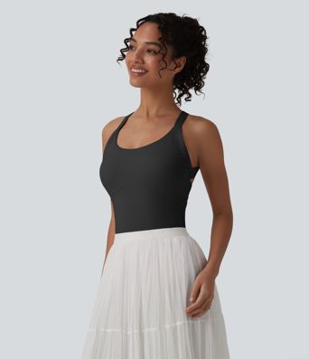 SoftlyZero™ Airy Twisted Backless Adjustable Buckle U-Neck Sleeveless Built-in Bra Cool Touch Casual Bodysuit