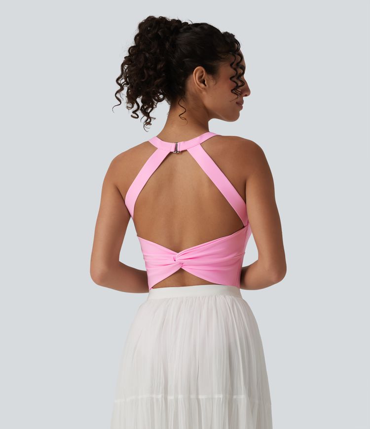 Body casual SoftlyZero™ Airy col U sans manches dos torsadé ouvert toucher frais avec boucle réglable et soutien-gorge intégré