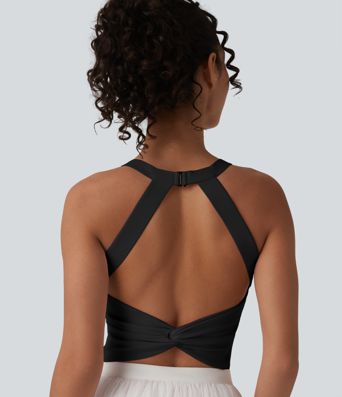 SoftlyZero™ Airy Twisted Backless Adjustable Buckle U-Neck Sleeveless Built-in Bra Cool Touch Casual Bodysuit
