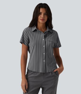 Short Sleeve Stripe Work Shirt