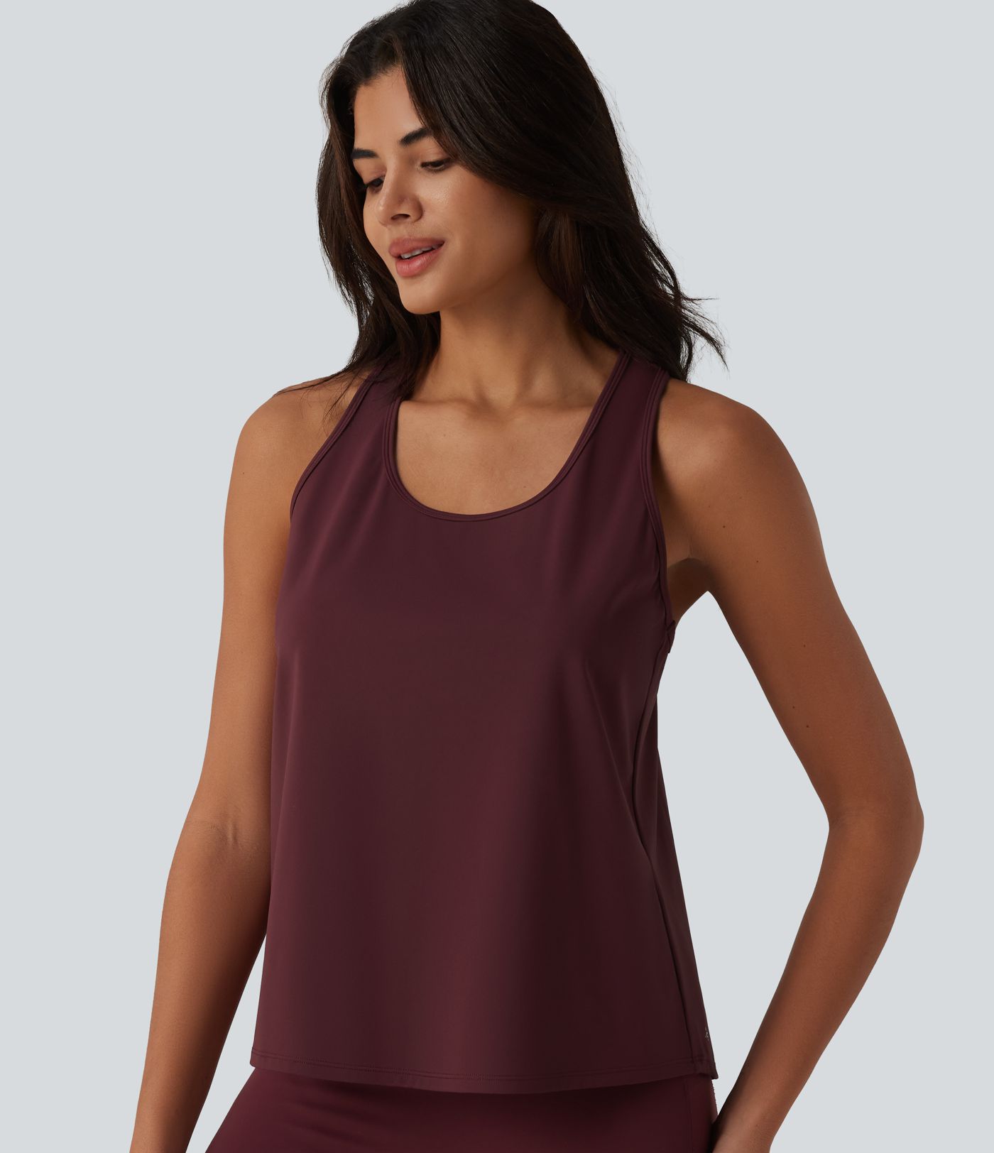 SoftlyZero™ Airy Racerback Contrast Lace Cool Touch Workout Tank Top-UPF50+