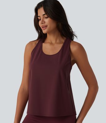 SoftlyZero™ Airy Racerback Contrast Lace Cool Touch Workout Tank Top-UPF50+