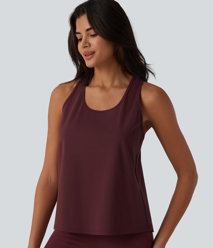 SoftlyZero™ Airy Racerback Contrast Lace Cool Touch Workout Tank Top-UPF50+
