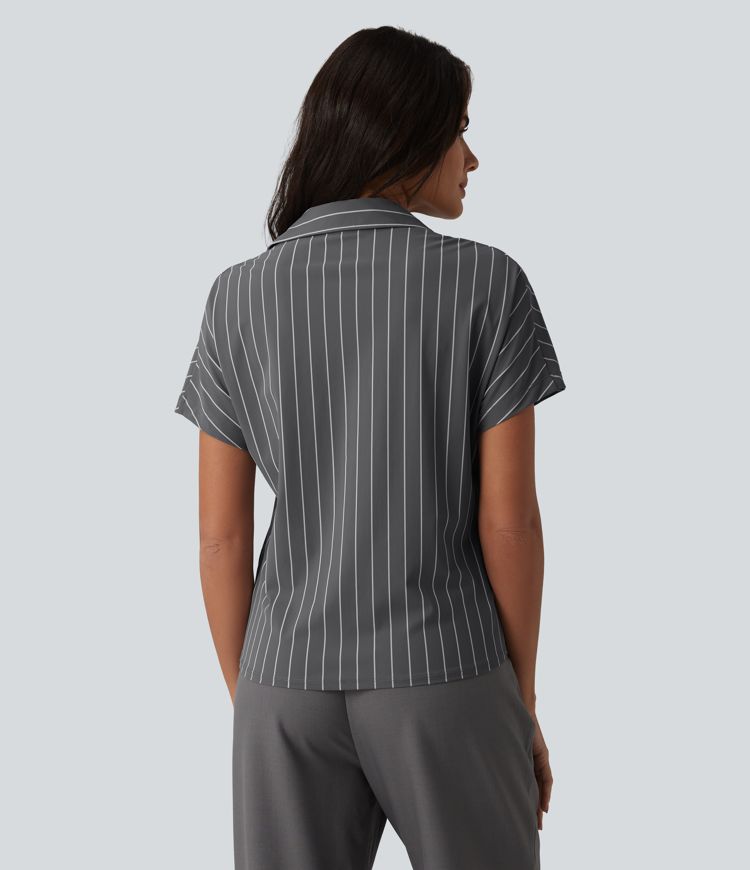 Short Sleeve Stripe Work Shirt