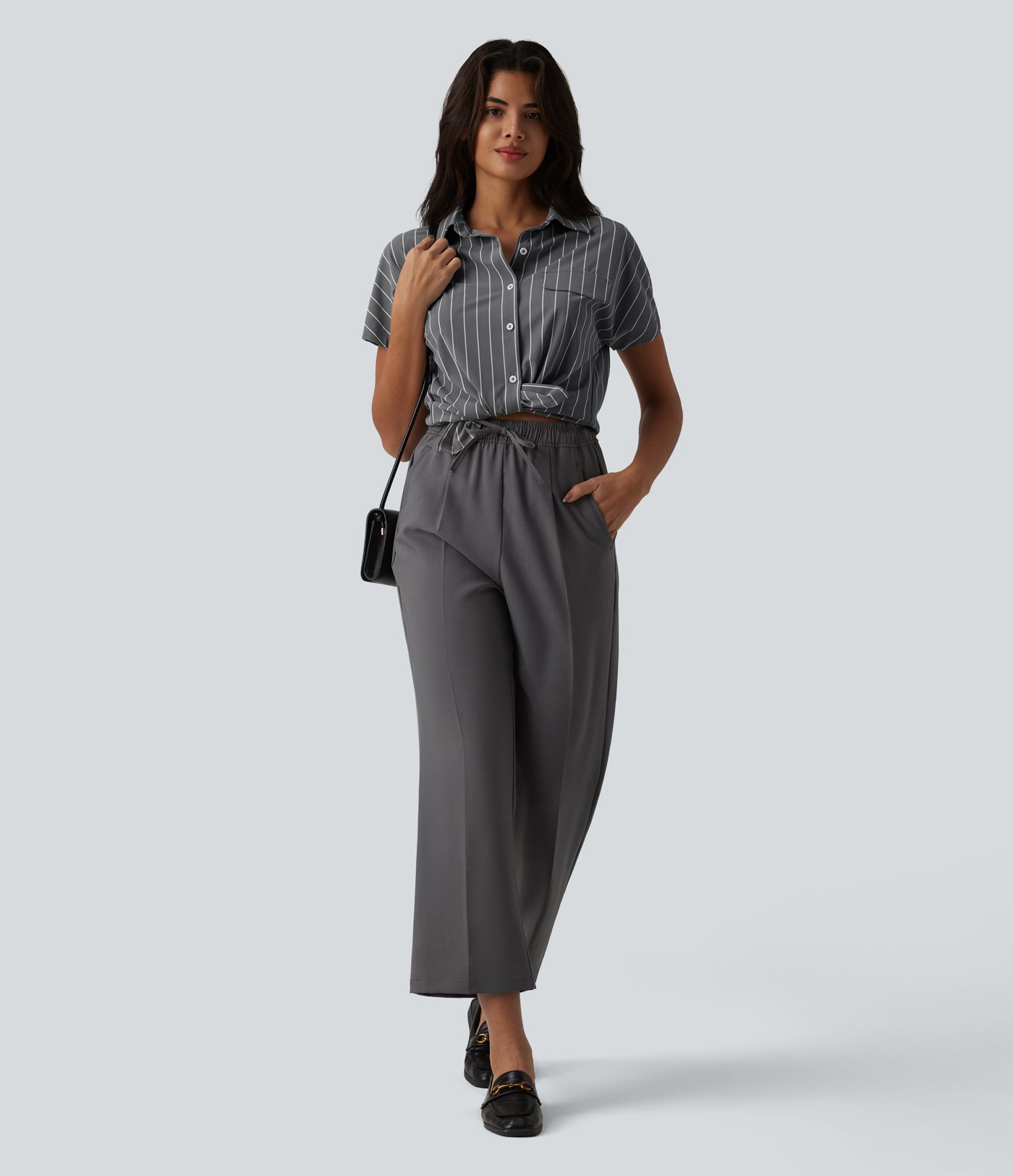 Short Sleeve Stripe Work Shirt