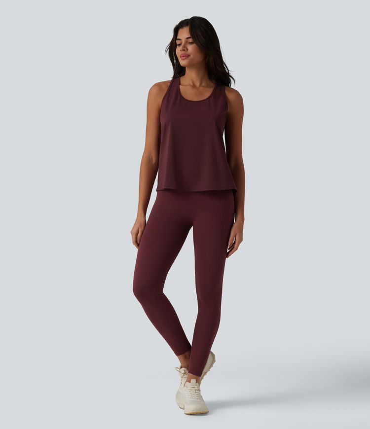 SoftlyZero™ Airy Racerback Contrast Lace Cool Touch Workout Tank Top-UPF50+