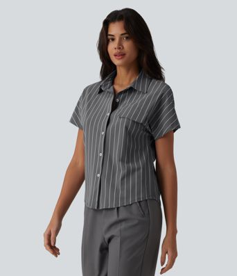 Short Sleeve Stripe Work Shirt