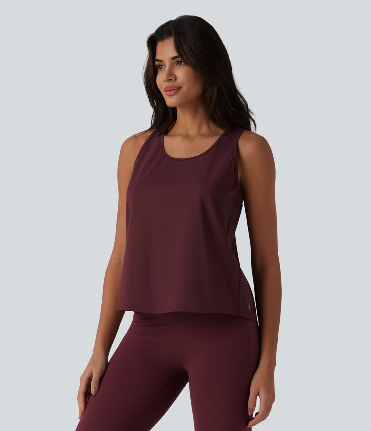 SoftlyZero™ Airy Racerback Contrast Lace Cool Touch Workout Tank Top-UPF50+