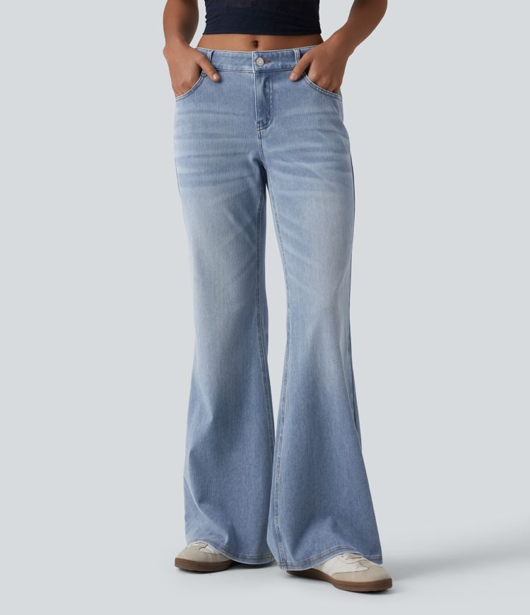 Halara Flex™ Low Rise Flare Washed Casual Jeans with Pockets