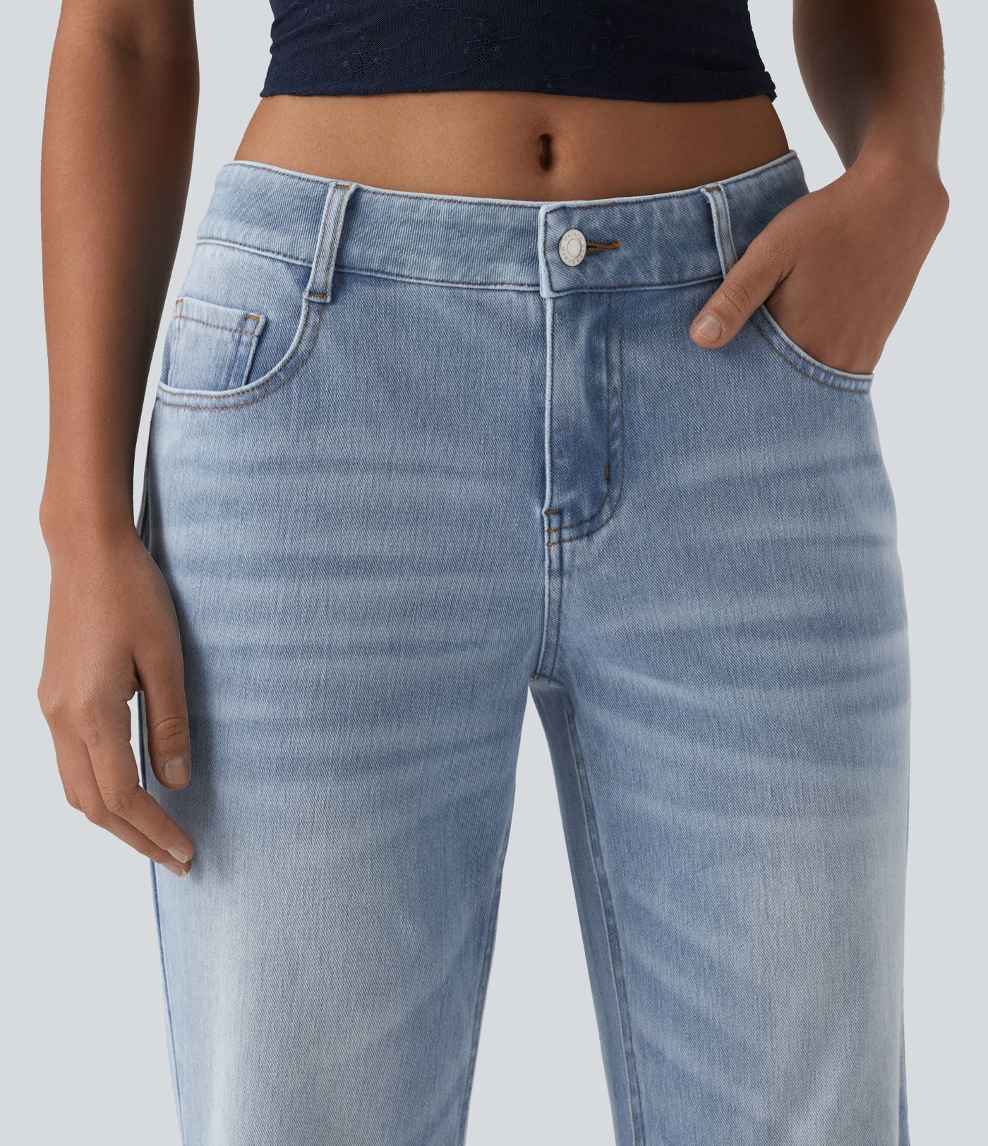 Halara Flex™ Low Rise Flare Washed Casual Jeans with Pockets