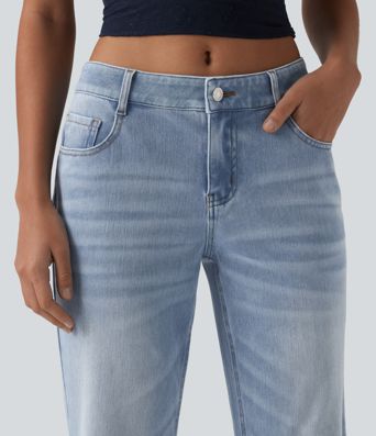 Halara Flex™ Low Rise Flare Washed Casual Jeans with Pockets