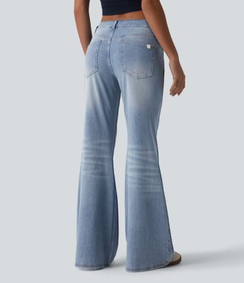 Halara Flex™ Low Rise Flare Washed Casual Jeans with Pockets