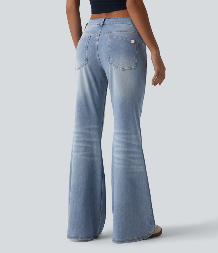 Halara Flex™ Low Rise Flare Washed Casual Jeans with Pockets