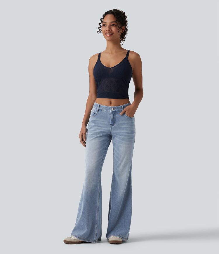 Halara Flex™ Low Rise Flare Washed Casual Jeans with Pockets