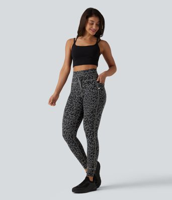 Halara UltraSculpt™ Leopard Print High Waisted Drawstring Yoga Leggings with Pockets