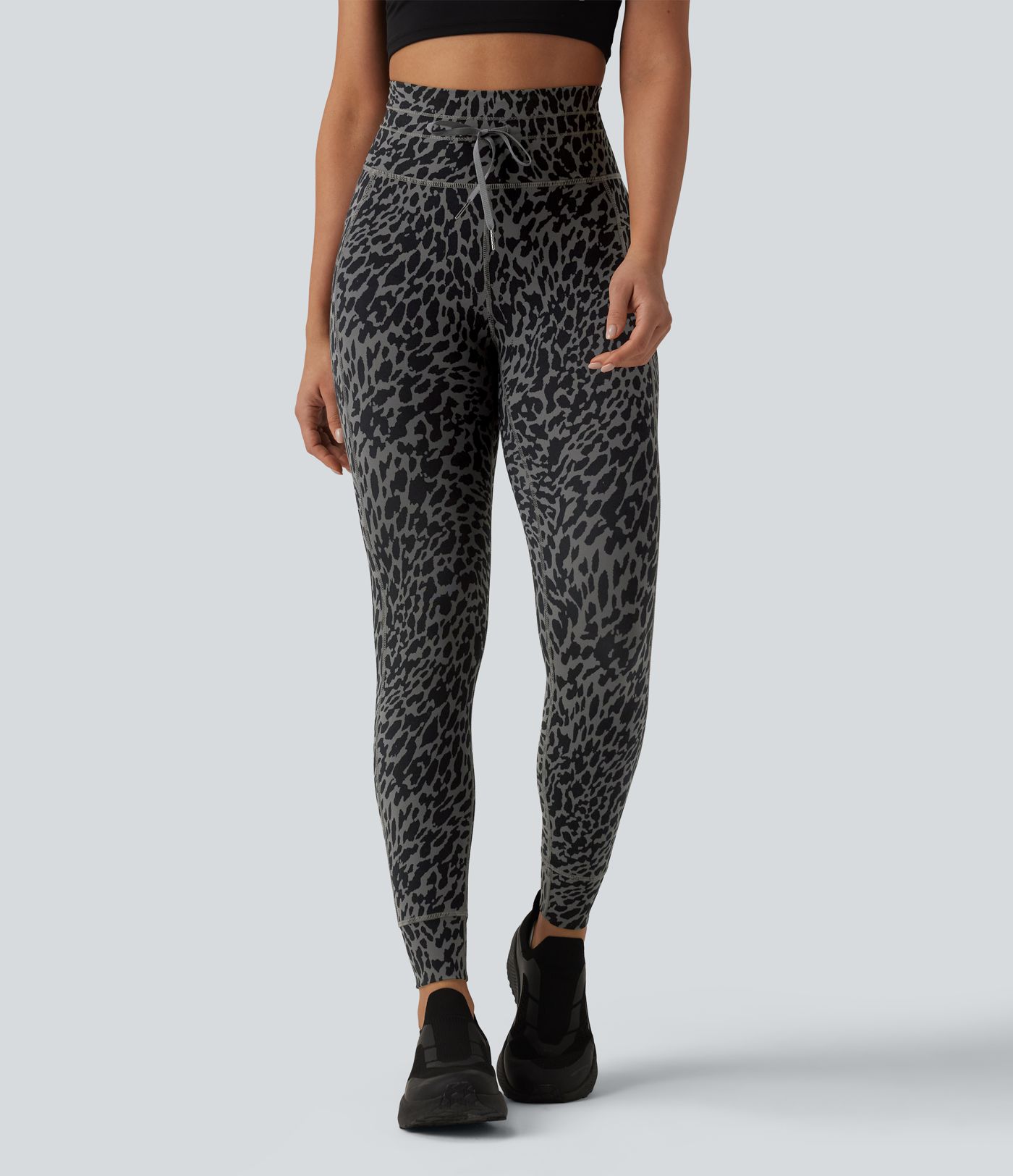 Halara UltraSculpt™ Leopard Print High Waisted Drawstring Yoga Leggings with Pockets
