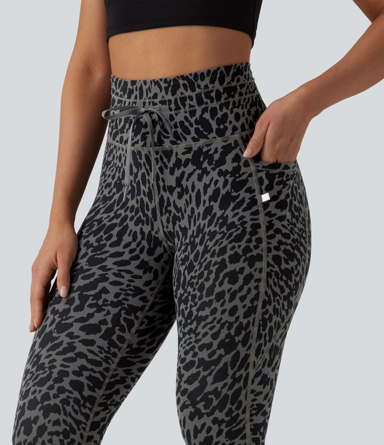 Halara UltraSculpt™ Leopard Print High Waisted Drawstring Yoga Leggings with Pockets