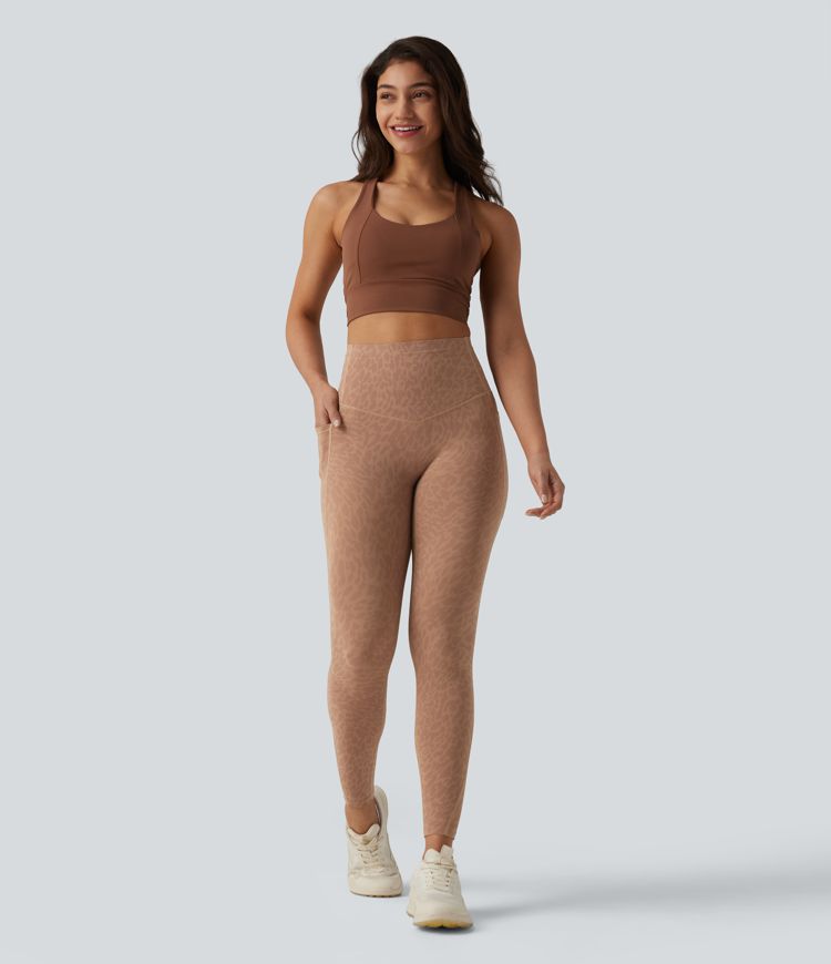 Halara UltraSculpt™ Leopard Print High Waisted Tummy Control Shaping Running 7/8 Leggings with Pockets Halara UltraSculpt™ Leopard Print High Waisted Tummy Control Shaping Running 7/8 Leggings with Pockets