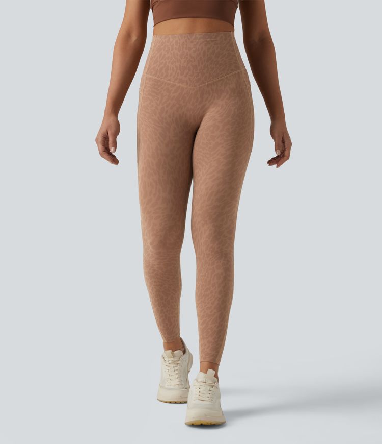 Halara UltraSculpt™ Leopard Print High Waisted Tummy Control Shaping Running 7/8 Leggings with Pockets Halara UltraSculpt™ Leopard Print High Waisted Tummy Control Shaping Running 7/8 Leggings with Pockets