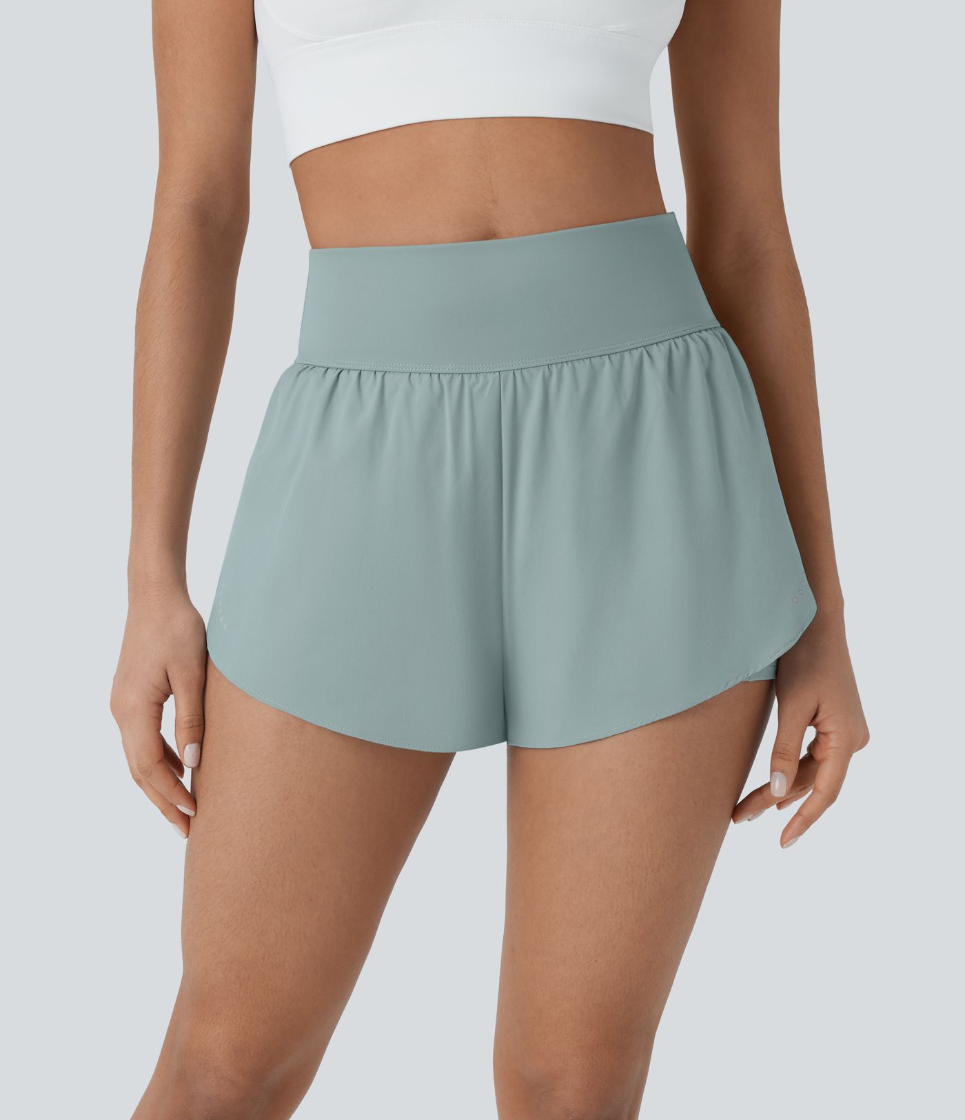 SoftlyZero™ QuickDry High Waisted Tummy Control Reflective Dots Crossover Hem 2-in-1 Running Shorts 3'' with Pockets SoftlyZero™ QuickDry High Waisted Tummy Control Reflective Dots Crossover Hem 2-in-1 Running Shorts 3'' with Pockets